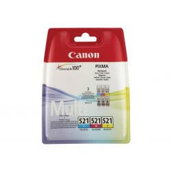 Canon CLI-521 Multipack - pack de 3 - jaune, cyan, magenta réservoir d'encre d'origine