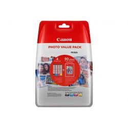 Canon CLI-571 C/M/Y/BK Photo Value Pack - pack de 4 - noir, jaune, cyan, magenta réservoir d'encre/kit papiers d'origine
