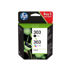 HP 303 Combo Pack - pack de 2 - noir, tricolore à base de colorant cartouche d'encre d'origine
