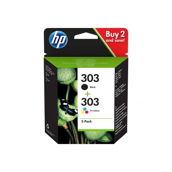 HP 303 Combo Pack - pack de 2 - noir, tricolore à base de colorant cartouche d'encre d'origine