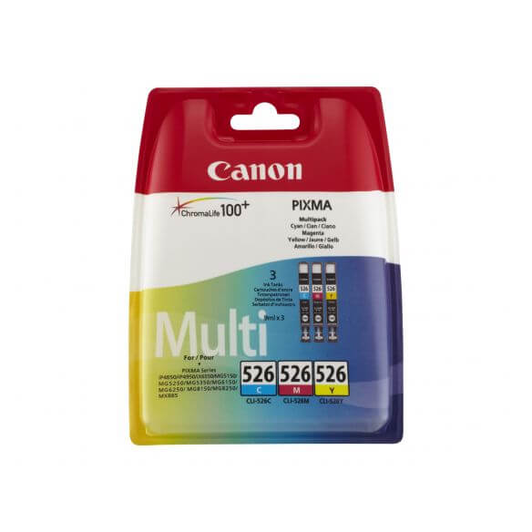 Canon CLI-526 Multipack - pack de 3 - jaune, cyan, magenta réservoir d'encre d'origine