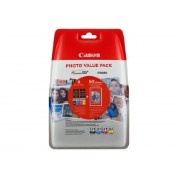 Canon CLI-551 C/M/Y/BK Photo Value Pack - pack de 4 - noir, jaune, cyan, magenta réservoir d'encre/kit papiers d'origine
