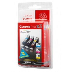 Canon CLI-521 C/M/Y Multi pack - pack de 3 - jaune, cyan, magenta réservoir d'encre d'origine