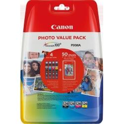 canon cli-526 c/m/y/bk photo value pack - pack de 4 - noir, jaune, cyan, magenta - originale d'origine