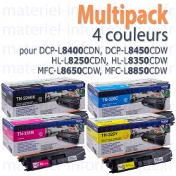 Multipack 4 couleurs Brother TN326 pour HL-L8250CDN, HL-L8350CDW, DCP-L8400CDN, DCP-L8450CDW, MFC-L8650CDW, MFC-L8850CDW