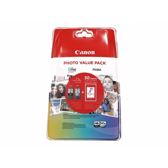Canon PG-540L/CL-541XL Photo Value Pack - pack de 2 - à rendement élevé - noir, couleur (cyan, magenta, jaune) - original - b