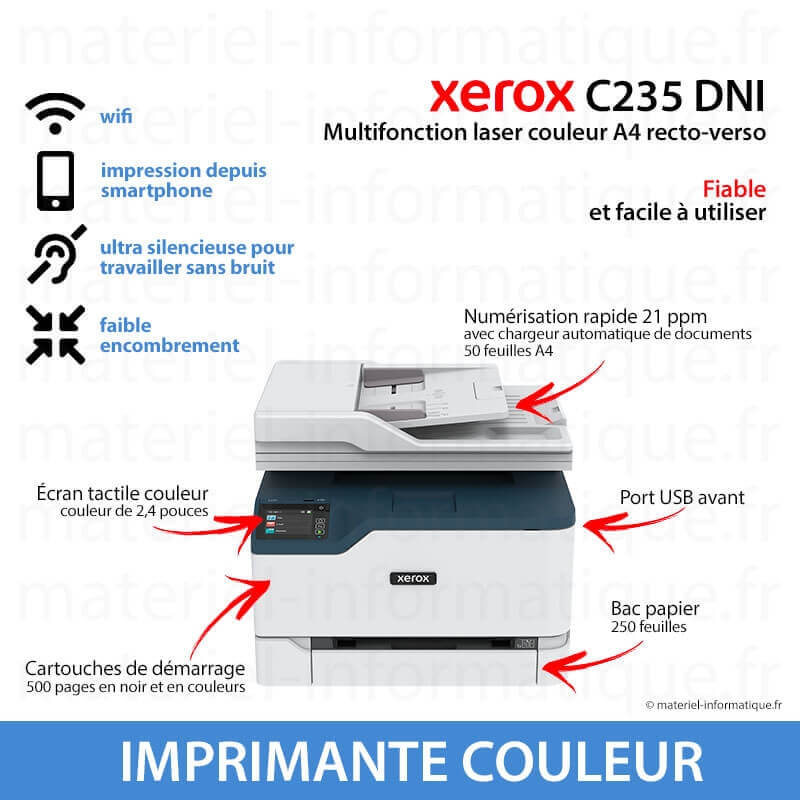 Xerox C235 Imprimante Multifonction Laser Couleur (C235/DNI) – Century Laser