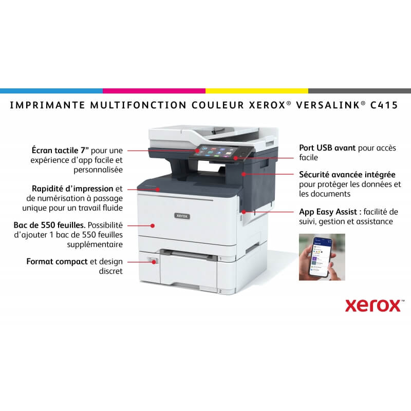 imprimante multifonction couleur wifi bluetooth Xerox C415 + bac papier