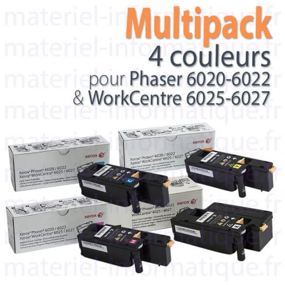 Multipack 4 couleurs Xerox pour WorkCentre 6027/6025 et Phaser 6020/6022 toner d'origine