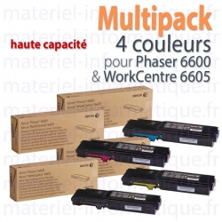 Multipack 4 couleurs haute capacité Xerox pour Workcentre 6605 et Phaser 6600 toner d'origine
