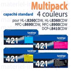 Multipack 4 couleurs haute capacité Brother TN421 d'origine