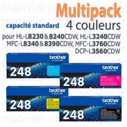 Multipack 4 couleurs capacité standard Brother TN248 d'origine
