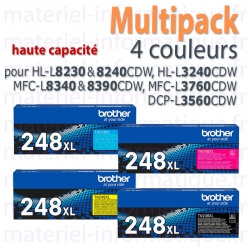 Multipack 4 couleurs haute capacité Brother TN248XL d'origine