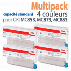 Multipack toner d'origine 4 couleurs pour Oki MC853, MC873, MC883