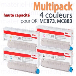 Multipack toner d'origine 4 couleurs haute capacité pour Oki MC873, MC883