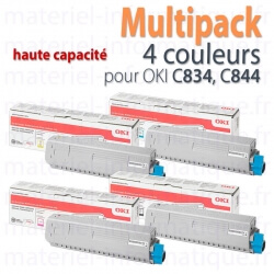 Multipack toner d'origine 4 couleurs haute capacité pour Oki C834, 844