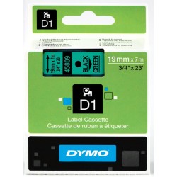 DYMO 45809 Ruban D1 Standard Noir sur Vert 19mm x 7m