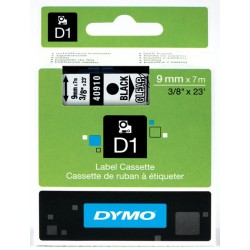 DYMO 40910 Ruban D1 Standard Noir sur Transparent 9mm x 7m