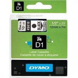 DYMO 45010 Ruban D1 Standard 12mm x 7m Noir sur Transparent