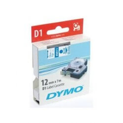 DYMO 45011 Ruban D1 Standard 12mm x 7m Bleu sur Transparent
