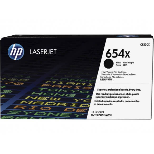 HP 654X cartouche de toner noir 20500 pages Color LaserJet Enterprise M651dn