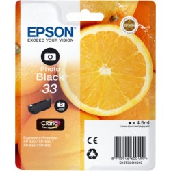Epson 33 cartouche d'encre Photo noire pour Expression Home XP-530, 630, 635, 830, Expression Premium XP-530, 630, 635, 830