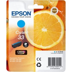 Epson 33 cartouche d'encre Cyan pour Expression Home XP-530, 630, 635, 830, Expression Premium XP-530, 630, 635, 830