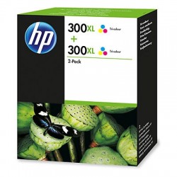 HP 300XL Pack de 2 cartouches d'encre couleur cyan, magenta, jaune à rendement élevé - 1