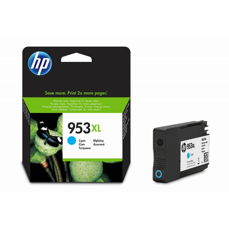 HP 953XL cartouche d'encre Cyan a rendement élevé 0.5 ml pour Officejet Pro  8218, 8710, 8715, 8720, 8725, 8730, 8740, 8745 d'ori