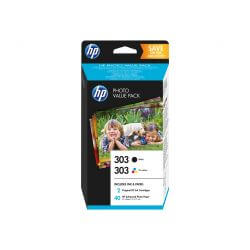 HP 303 Photo Value Pack - pack de 2 - noir, tricolore à base de colorant - cartouche imprimante/kit papier d'origine