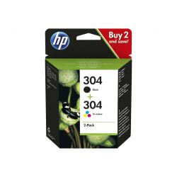 HP 304 Combo Pack - pack de 2 - noir, tricolore à base de colorant cartouche d'encre d'origine